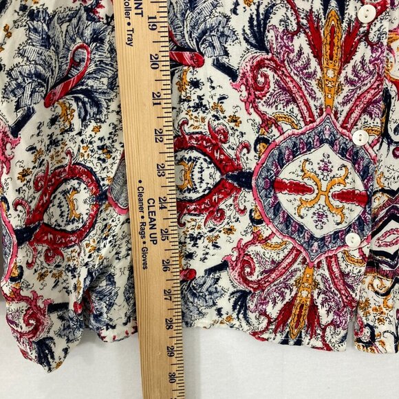Intro. size 22/24 Multi Color Abstract Artsy Print Soft Rayon Button Down Comfy - Picture 6 of 10
